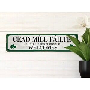 Vintage Metal Irish Welcome Sign- Cead Mile Failte